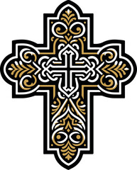 A beautifully intricate vector illustration of an ornamental Christian cross, perfect for religious and spiritual applications