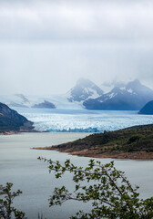 Majestic Glacier View Over the Lake with Mountain Peaks