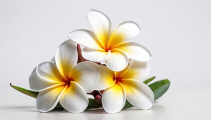 Fototapeta na wymiar flowers frangipani or plumeria isolated on white background