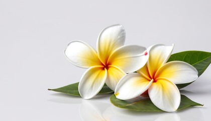 Fototapeta na wymiar flowers frangipani or plumeria isolated on white background