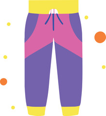 sports trackpants, icon colored shapes