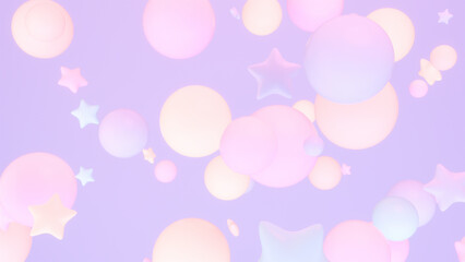 3d rendered colorful stars and spheres in the sky.