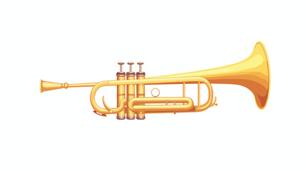 Large golden trumpet trombone. Brass musical instrument