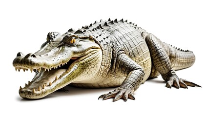 Fototapeta premium old crocodile isolated on white background