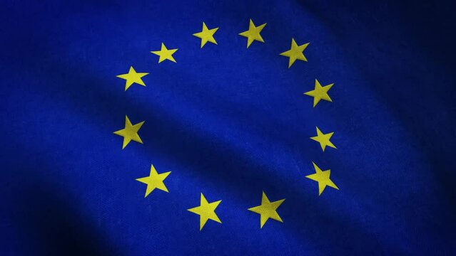 Close up footage of the The flag of Europe Union (European Flag) waving