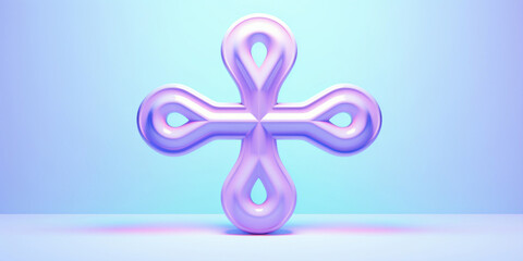 A medical cross is flat and bold, colored in light purple and indigo.