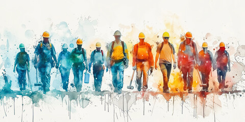 A graffiti design art of construction workers for the concept of Labor Day