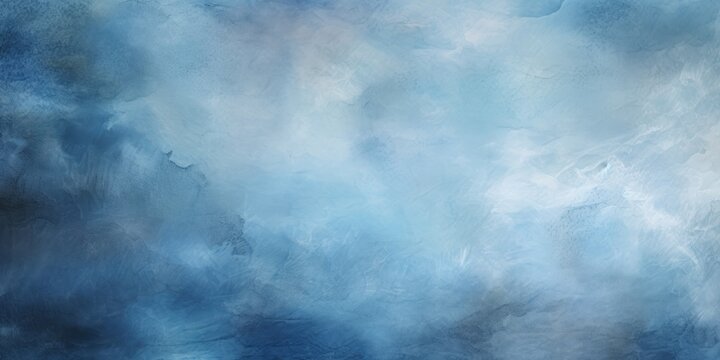 Abstract blue concrete wall art, digital print 1890, showcases ethereal cloudscapes, moody tonalism, fresco, loose paint application, and heavy impasto technique.