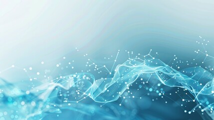 technology science background, banner. abstract medical banner with various bacteria under a microscope, blue color, copyspace