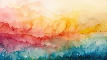 Tuinposter Bright landscape details, watercolor and oil mix, close focus © auc