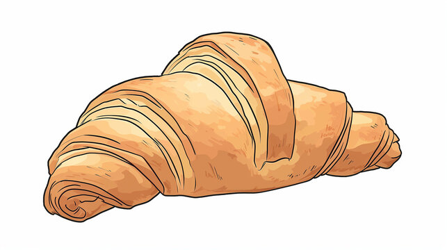 Drawing of croissant dessert on a white background.