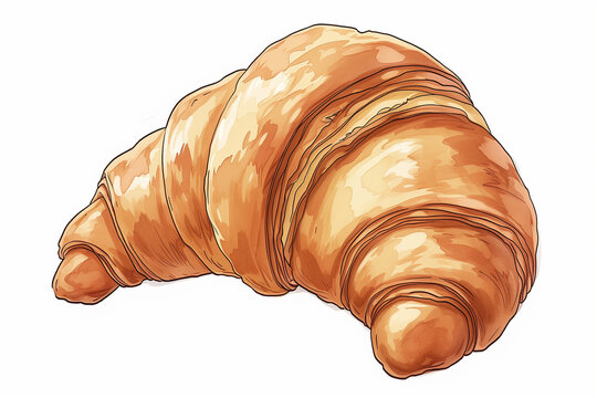 Drawing of croissant dessert on a white background.