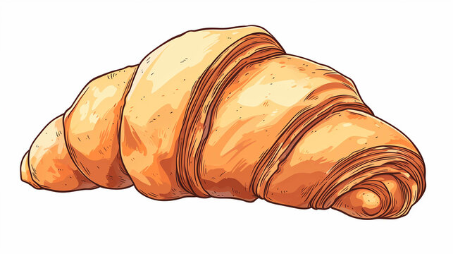 Drawing of croissant dessert on a white background.