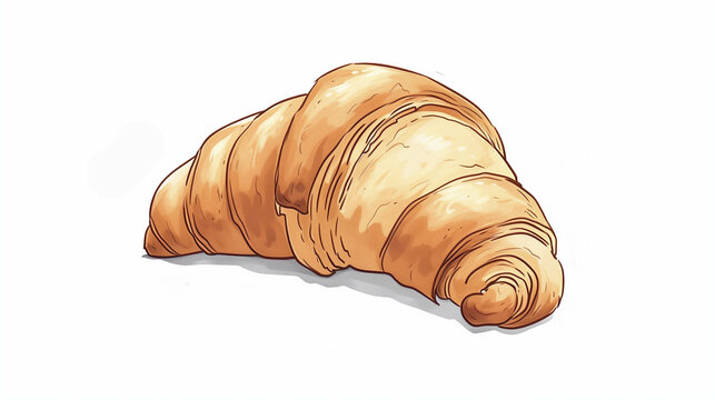 Drawing of croissant dessert on a white background.