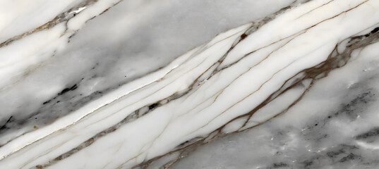white carrara statuario marble texture background, calacatta glossy marble with grey streaks. Generative AI.