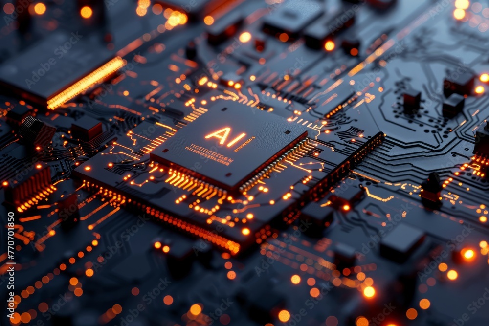 Poster microchip emblazoned with the title ai symbolizing
