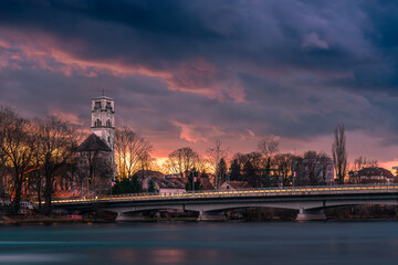 sunset over the river seine