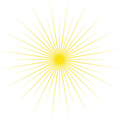 stella sole giallo con tanti raggi sottili vettoriale su sfondo trasparente - obrazy, fototapety, plakaty