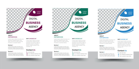 Business flyer, brochure design, magazine or flier mockup in blue & black colors,flyer in A4 size. - obrazy, fototapety, plakaty