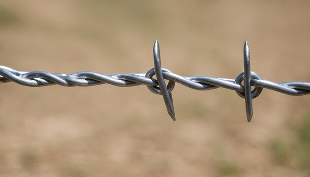 strong wire with sharp points on it , used to prevent people or animals from entering or leaving a place , especially a field
