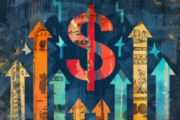 An illustration symbolizing financial success and profit growth - obrazy, fototapety, plakaty