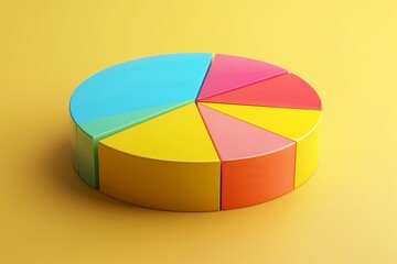 Obraz premium 3D pie chart, vibrant on a soft pastel chartreuse, symbolizing dynamic data visualization