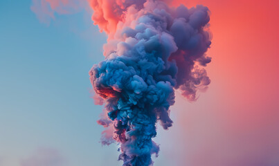 Fototapeta premium Bluish smoke cloud of colored powder images