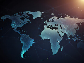 global networking , glowing world map, AI Generative