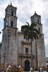 Valladolid, Mexico - December 03 2021: Church Iglesia de San Servacio in Valladolid, Yucatan