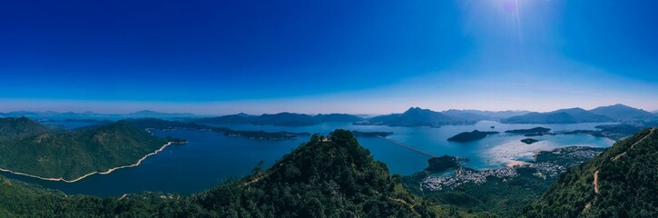 Panoramic view of the mountain range Pat Sin Leng in the northeast New Territories of Hong Kong