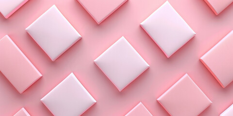 Abstract geometric pattern with pink and white triangles on a pink background in 3D illustration