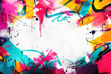 Abstract graffiti wall background with white space in the middle for design. Generative AI