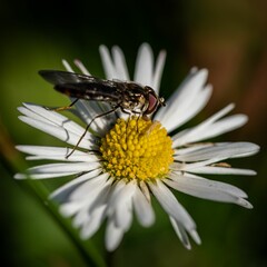 Closeup of bee perching on flower