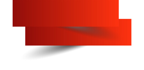 Red paper rectangle and shadow, label, banners, icon