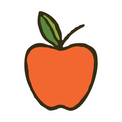 Doodle apple icon hand drawn with thin line. Png clipart isolated on transparent background