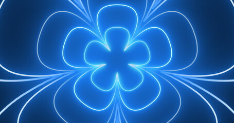 Seamless infinite generating creative stage background of simple flower design. Glowing Oscar ceremony award show floral design. Surreal heartbeat ornamental meditation yoga bg. Stock Illustration.