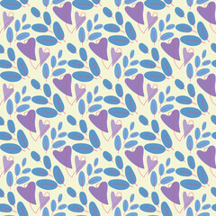 Seamless pattern with leaves. Pastel shades. Vector illustration