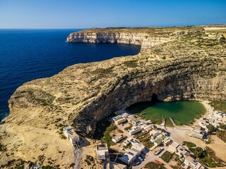 Landscape of the inland sea under the sunlight in Gozo, Malta