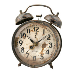Alarm Clock analog classic vintage retro style, cut out, isolated on transparent background. 