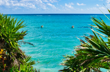 The sea at Tulum Mexico. December 2021. This was during a hot day during the Covid 19 pandemic. The...