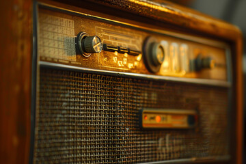 vintage retro radio closed up Tune channel