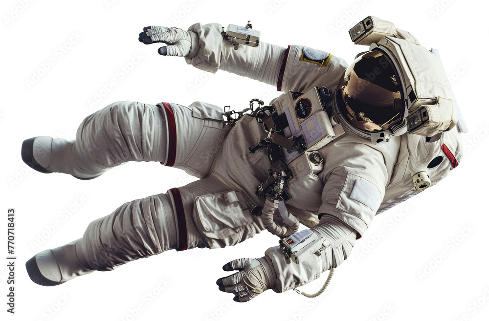 Poster astronaut in spacesuit floating in outer space png on transparent background
