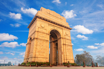 Fototapeta na wymiar View on India Gate in a cloudy day, New Dehli, Delhi, India