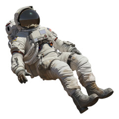 Astronaut in spacesuit floating in outer space png on transparent background