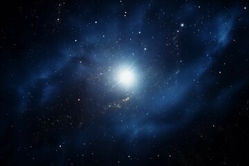 A wide angle shot of a distant galaxy, with a bright star visible in the center
