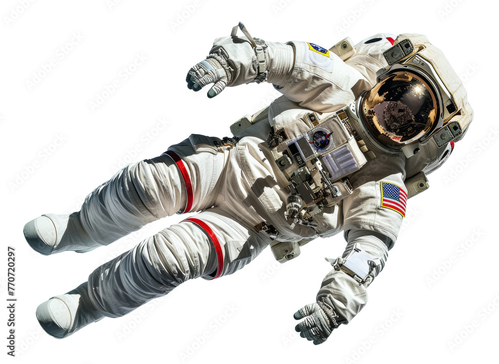 Poster astronaut in spacesuit floating in outer space png on transparent background