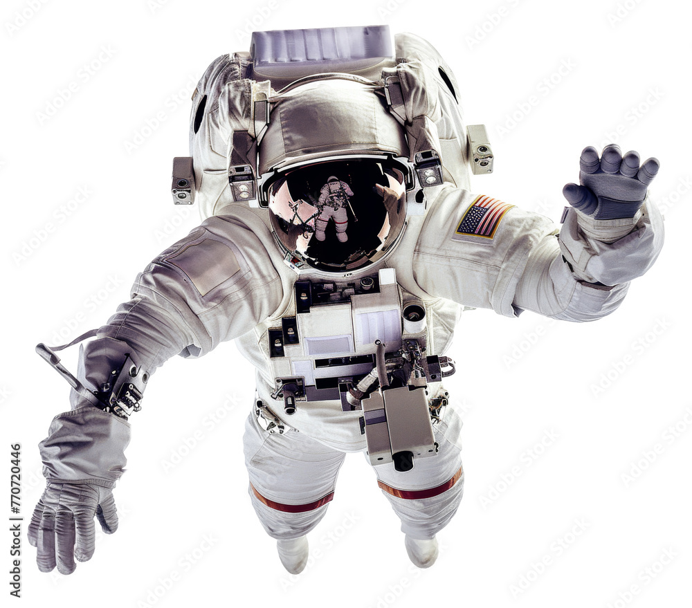 Poster astronaut in spacesuit floating in outer space png on transparent background