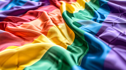Vibrant rainbow pride flag close-up texture