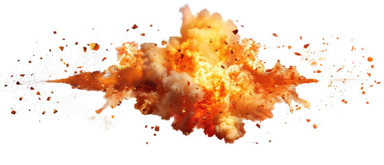 Fiery orange explosion spreading with force png on transparent background