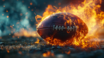 American football burning ready for a hot match - obrazy, fototapety, plakaty